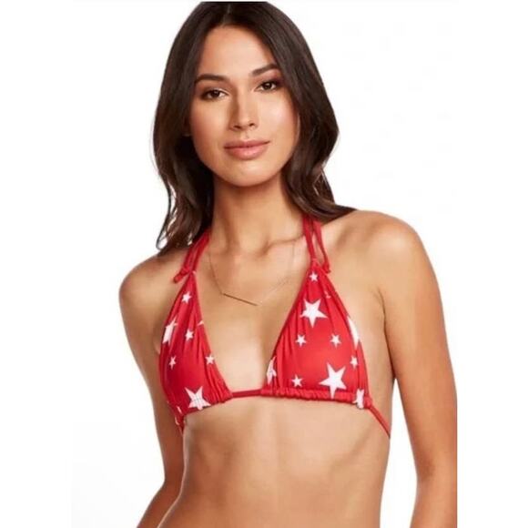 Chaser Starry Red and White Triangle Bikini Top - M - Picture 1 of 4